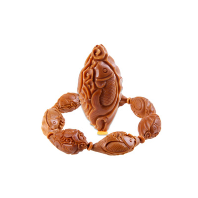 天然橄榄胡大籽手工雕刻橄榄核隔片 年年有鱼