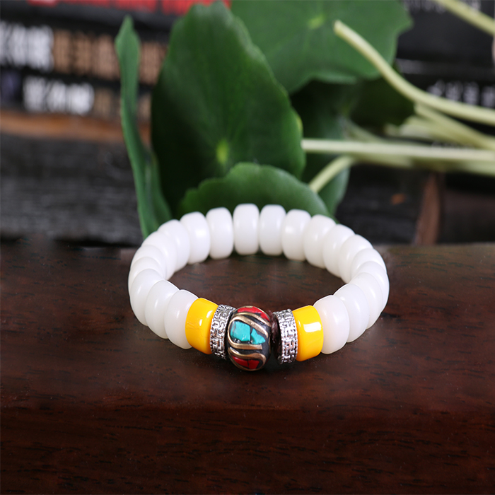 藏式白玉菩提手链